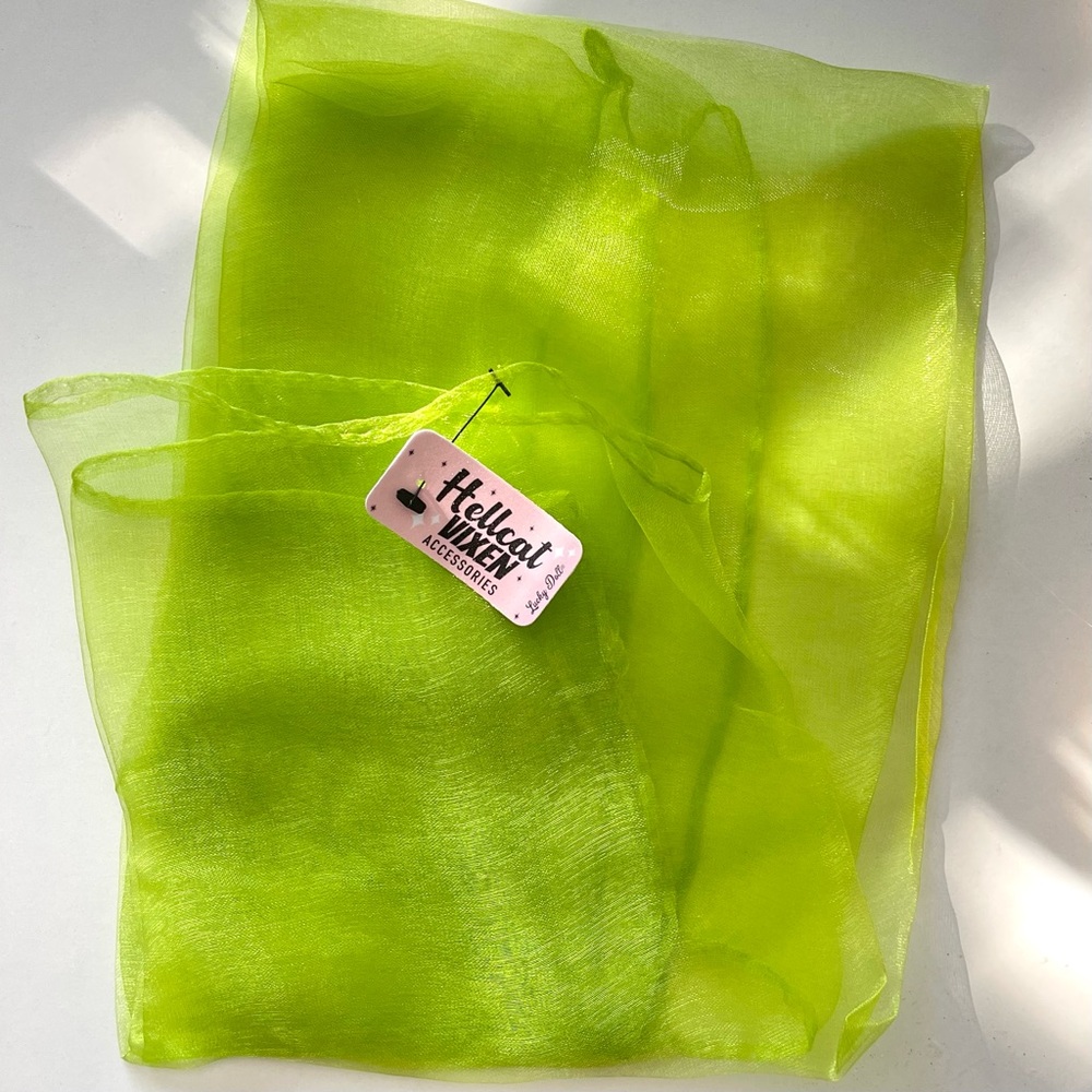 Green 50s Retro Sheer Head Neck Scarf Vintage Style Pin-up Girl Rockabilly Wrap